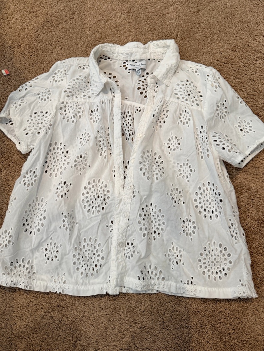 Michael Stars White Eyelet Button-Up Blouse